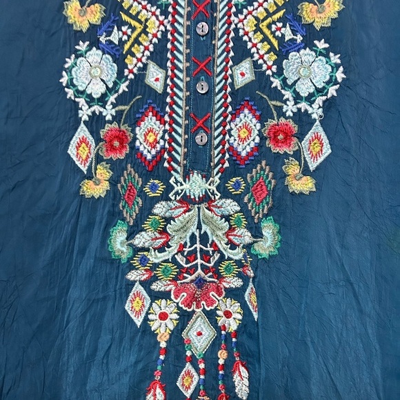 Johnny Was Blue Embroidered Tunic Blouse Size S *NWT* - Picture 6 of 9